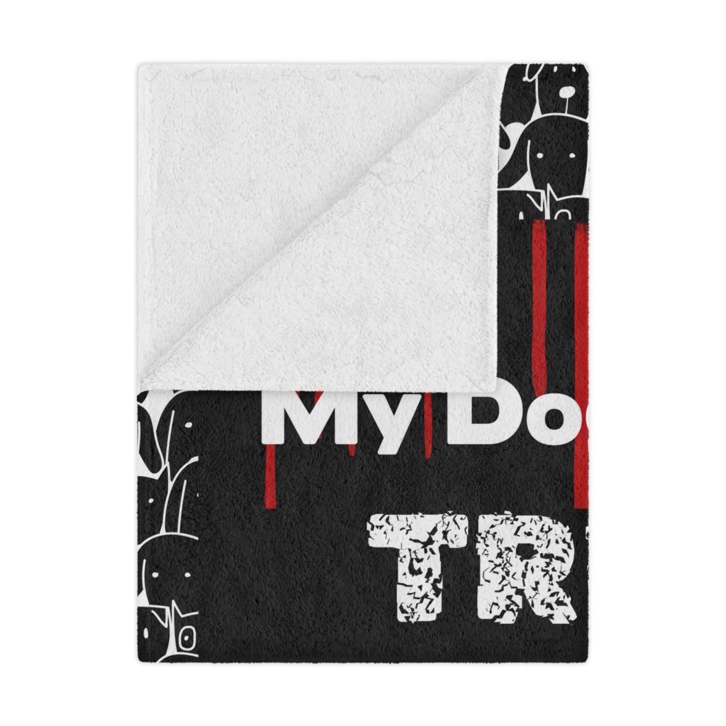 Funny blanket that says "My Dog Loves True Crime Shows" Minky Blanket