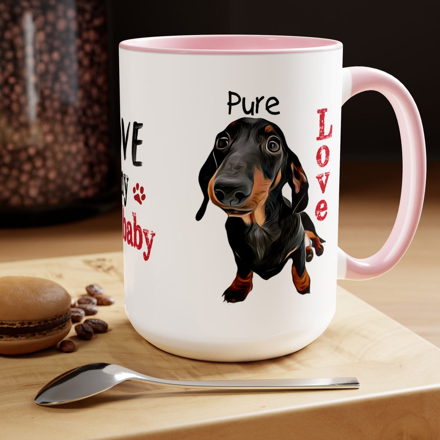 Cute Dachshund My Doxie Two-Tone Coffee Mugs, 15oz