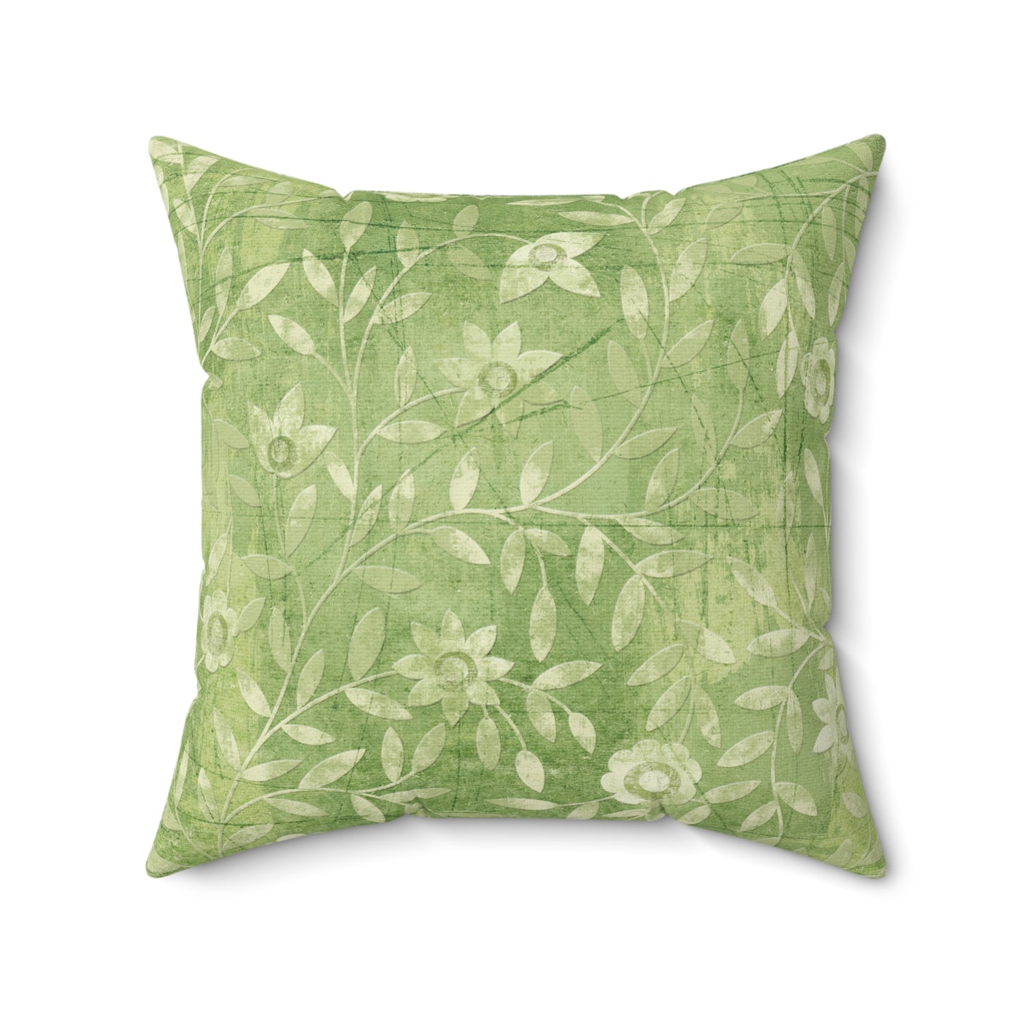 Sassy throw pillow that states: I don't give a Fuck pillow on green floral background