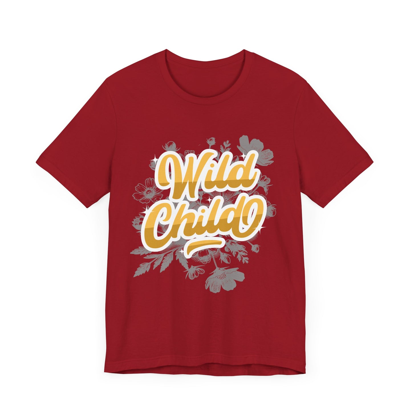 Wild Child Unisex T-Shirt – Bold Yellow Vibes on Grey Floral