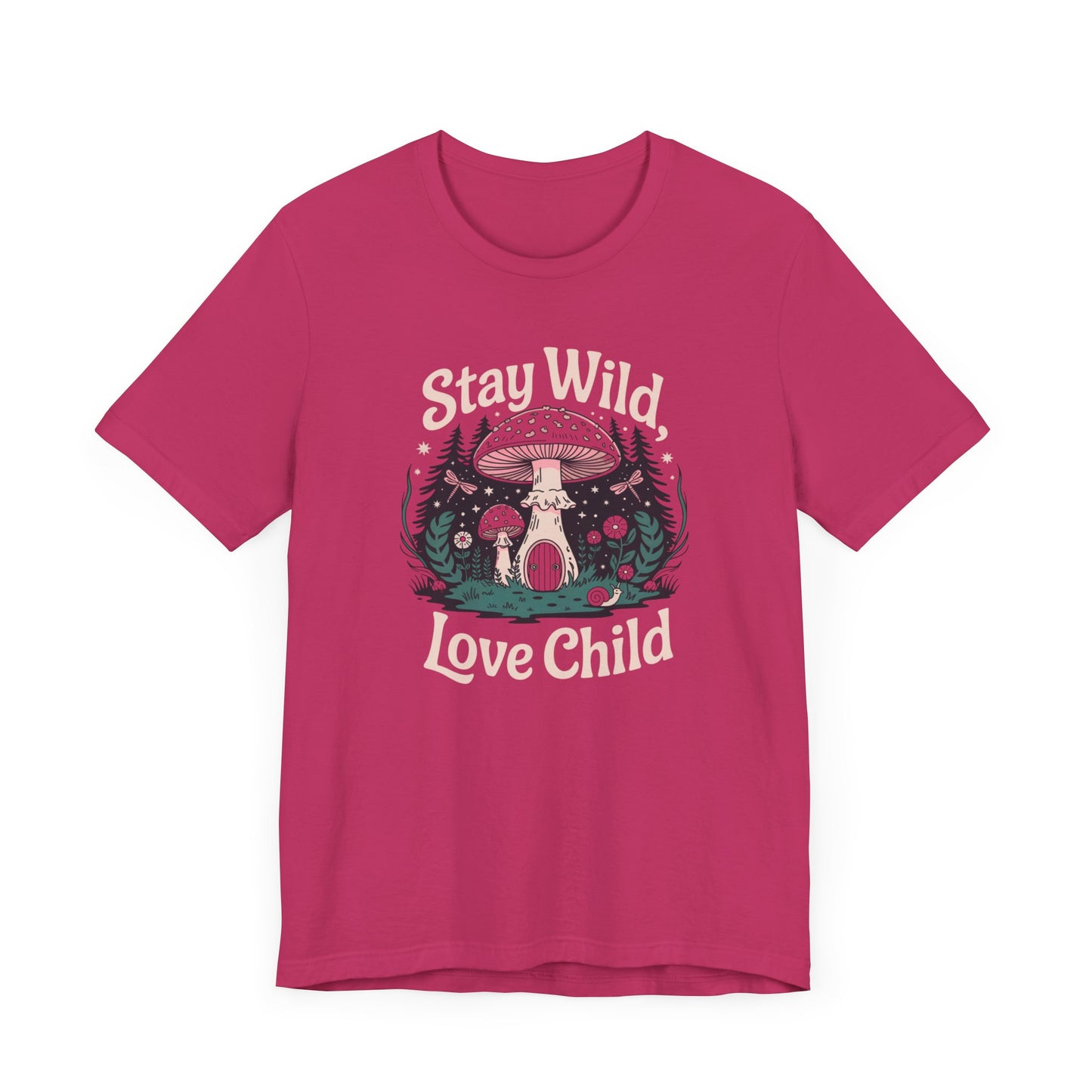 Stay Wild Love Child Unisex Tee - Boho Inspired Short Sleeve Shirt with Mystical Forest Vibe