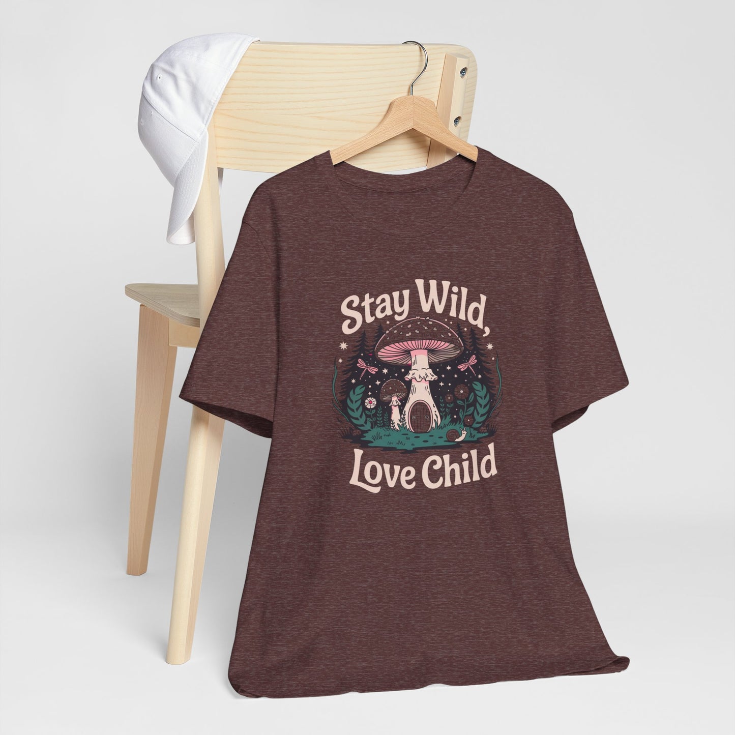 Stay Wild Love Child Unisex Tee - Boho Inspired Short Sleeve Shirt with Mystical Forest Vibe