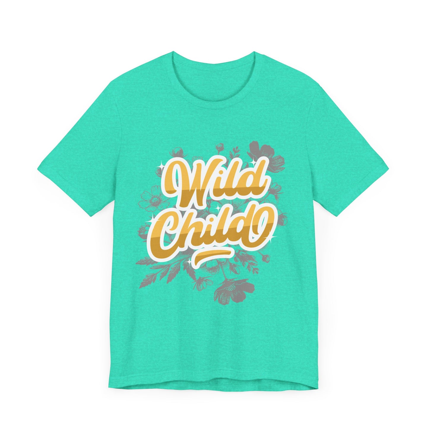 Wild Child Unisex T-Shirt – Bold Yellow Vibes on Grey Floral