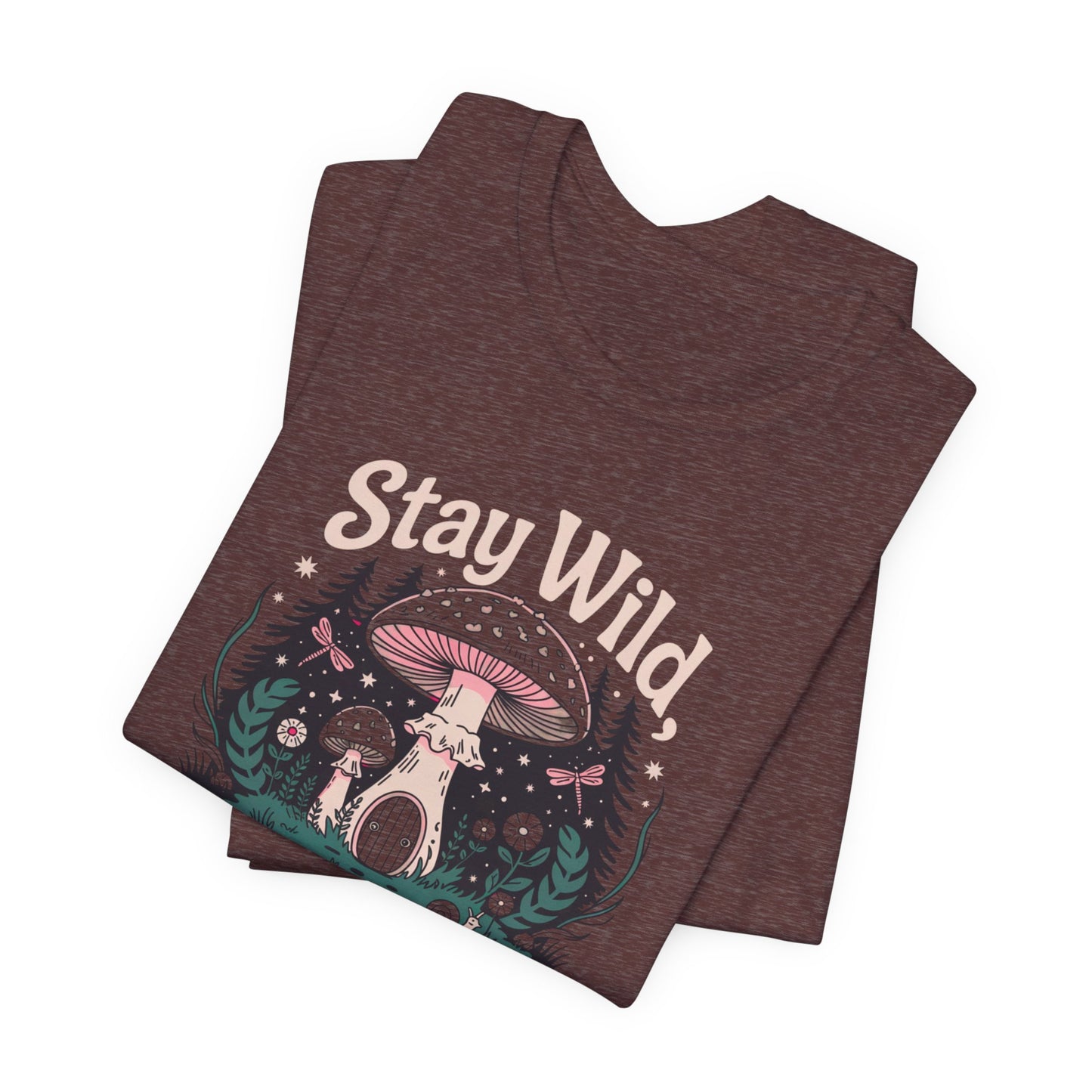 Stay Wild Love Child Unisex Tee - Boho Inspired Short Sleeve Shirt with Mystical Forest Vibe