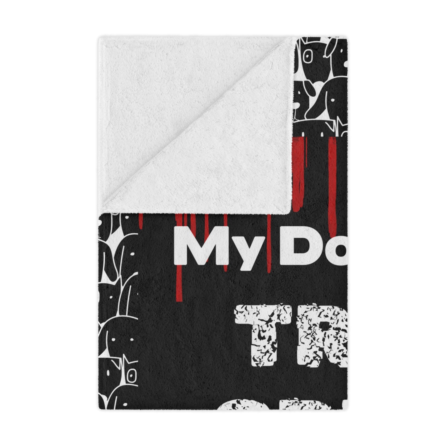 Funny blanket that says "My Dog Loves True Crime Shows" Minky Blanket
