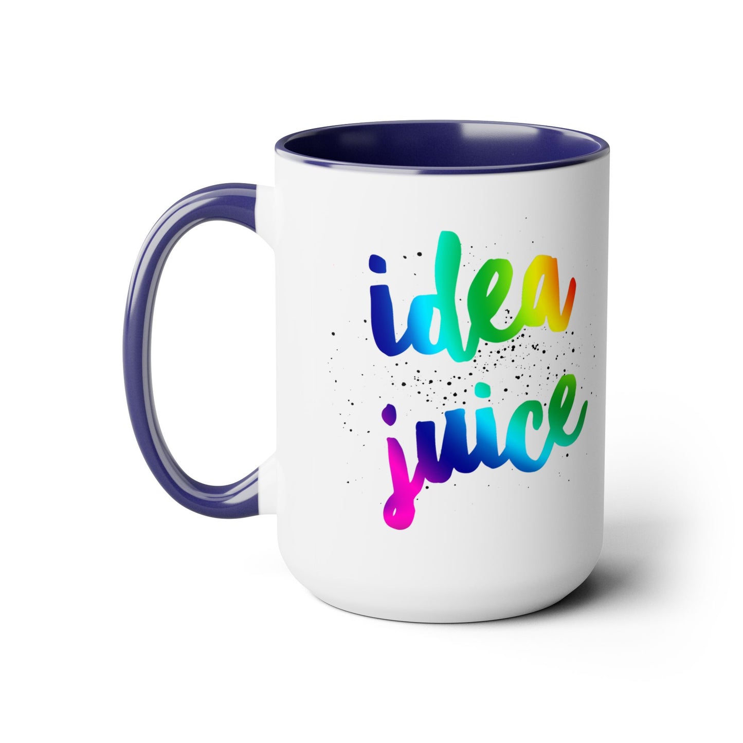 Cute Multi-colored Coffee Mug that says 'Idea Juice' 15oz