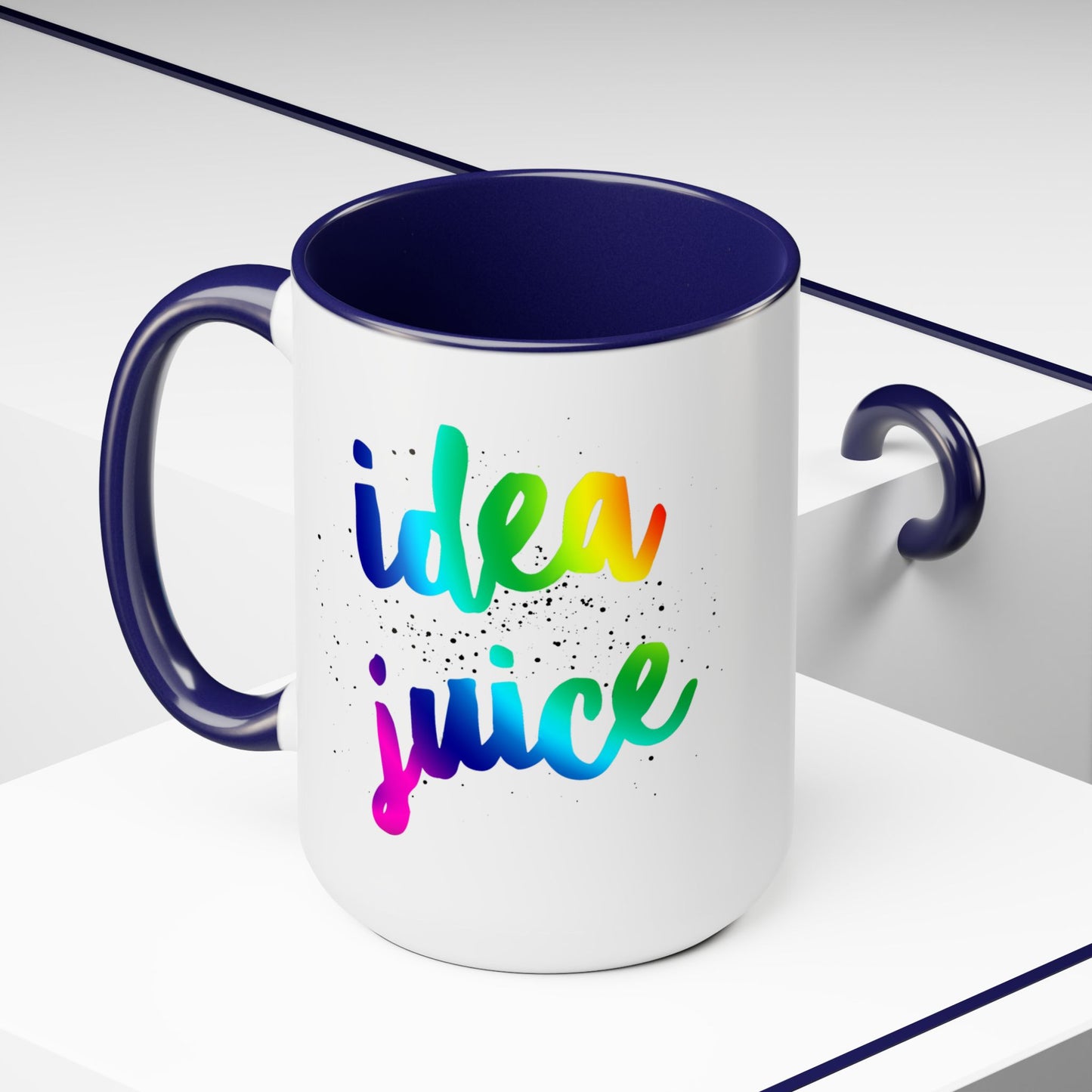 Cute Multi-colored Coffee Mug that says 'Idea Juice' 15oz