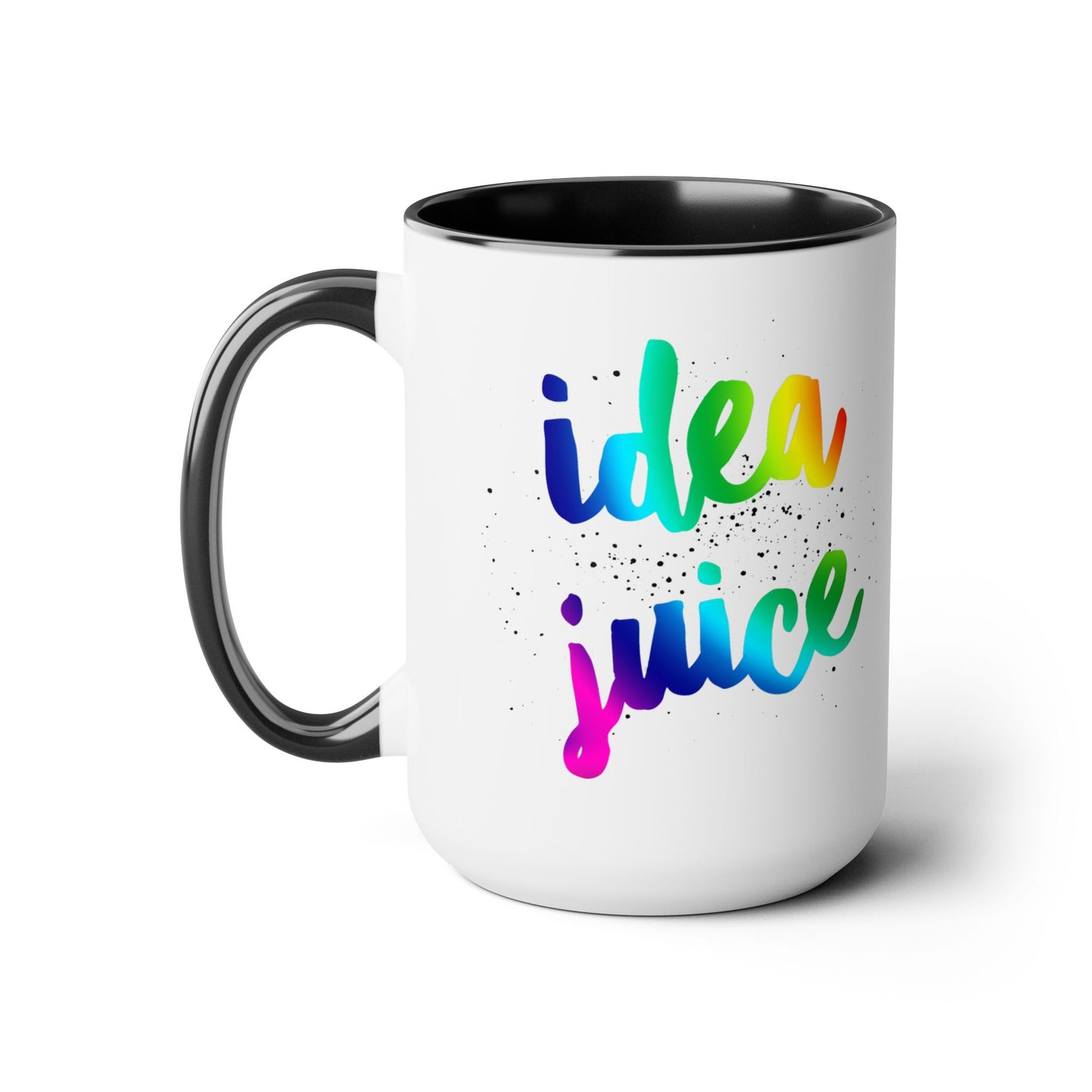 Cute Multi-colored Coffee Mug that says 'Idea Juice' 15oz