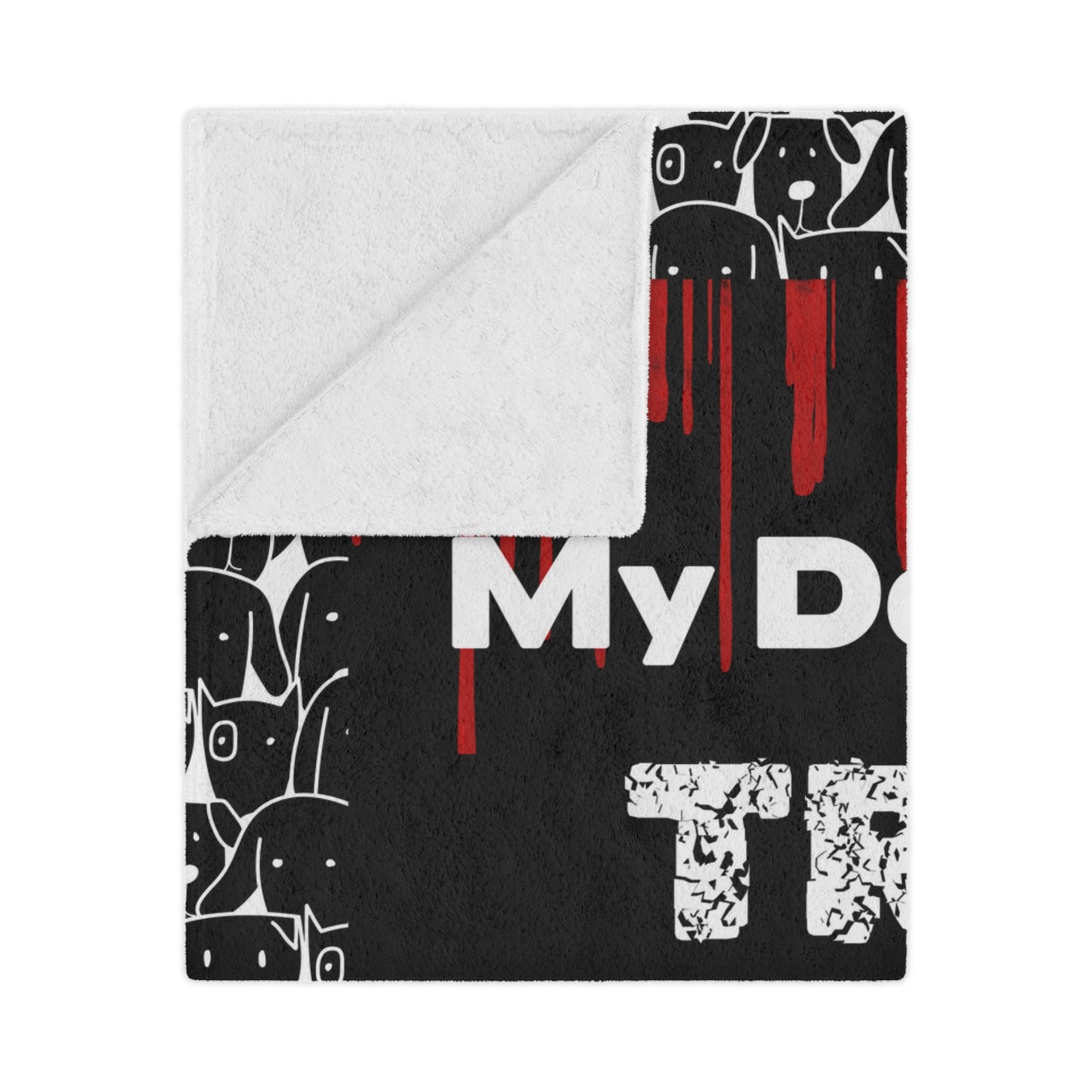 Funny blanket that says "My Dog Loves True Crime Shows" Minky Blanket