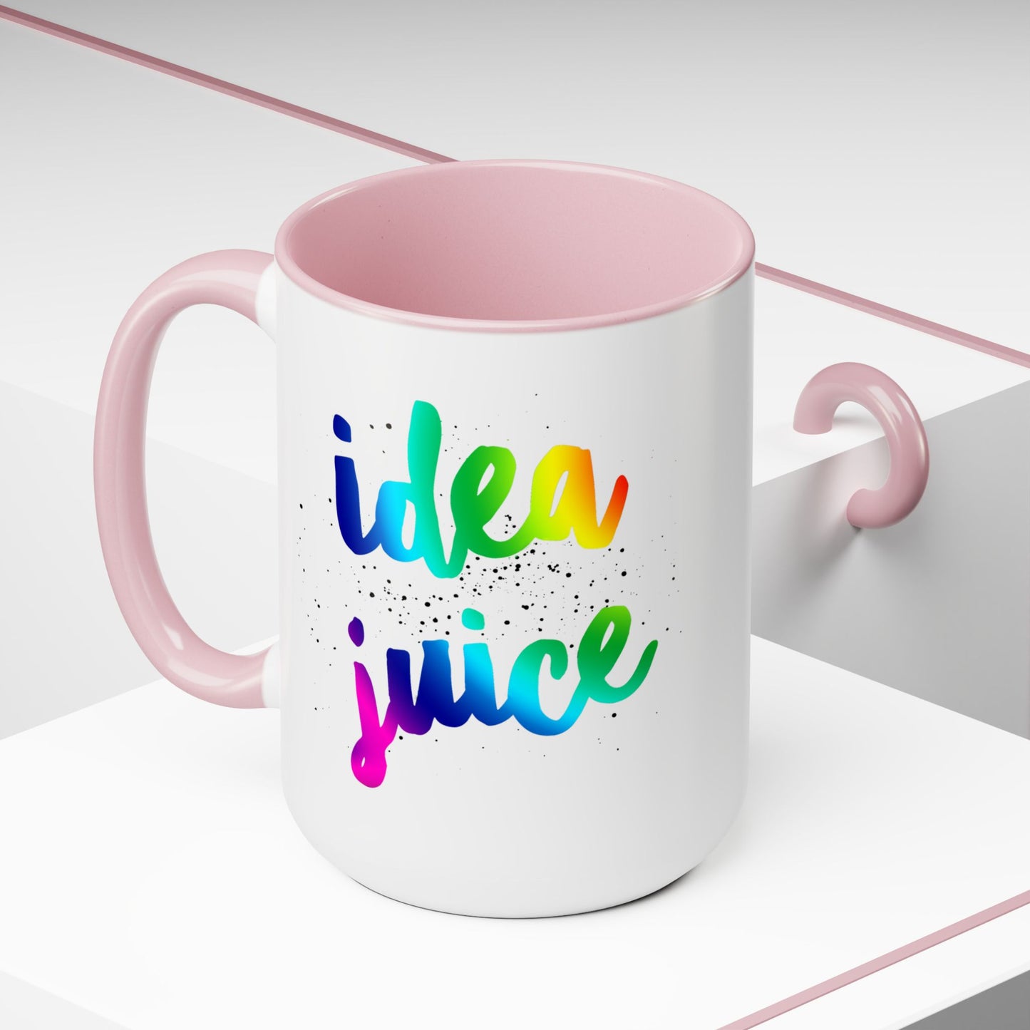 Cute Multi-colored Coffee Mug that says 'Idea Juice' 15oz