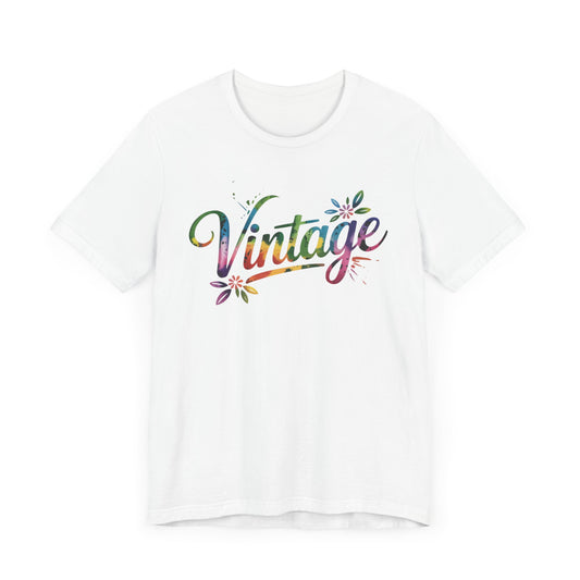 Vintage Floral Unisex Tee - Colorful Short Sleeve T-Shirt for Casual Style