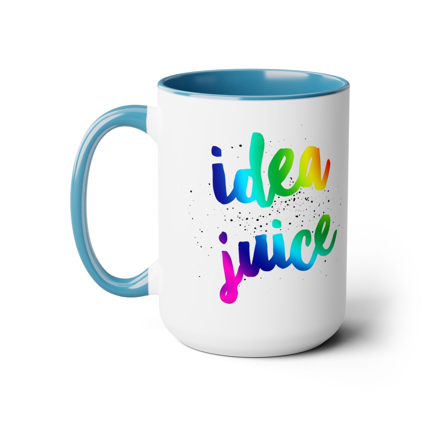 Cute Multi-colored Coffee Mug that says 'Idea Juice'  15oz