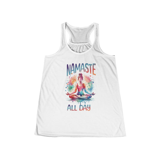 Namaste All Day Women's Flowy Racerback Tank - Yoga & Meditation Top