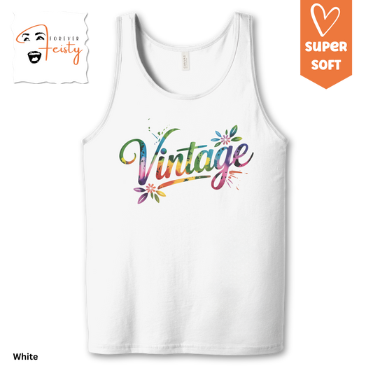 Vintage – Colorful Watercolor Unisex Jersey Tank Top - Colorful Floral Design