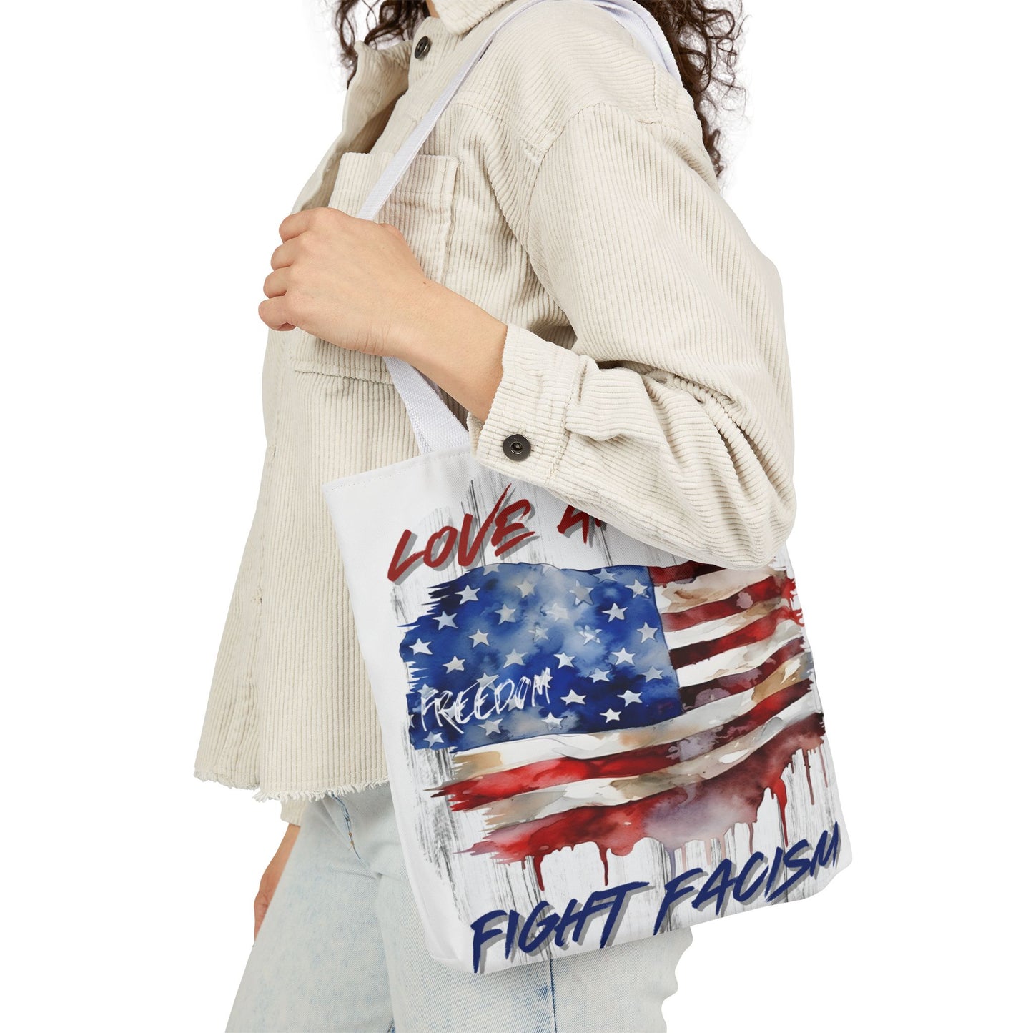 Love America, Fight Fascism - Canvas Tote Bag -